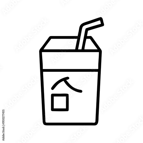 Carton of juice with straw for refreshing drink