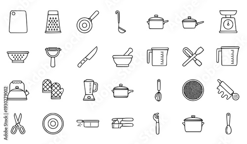 Culinary and cooking thin line vector icon set