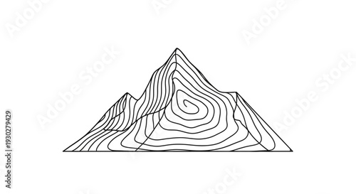 Abstract Mountain Peak Contour Lines Topography Map Vector Illustration