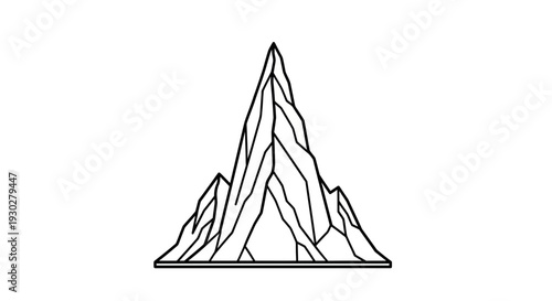 Abstract Mountain Peak Silhouette Icon, Minimalist Geometric Rock Formation, Outline Vector Art