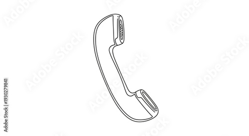 Vintage Telephone Handset Outline Icon, Retro Communication Device, Old Phone Receiver Vector Art