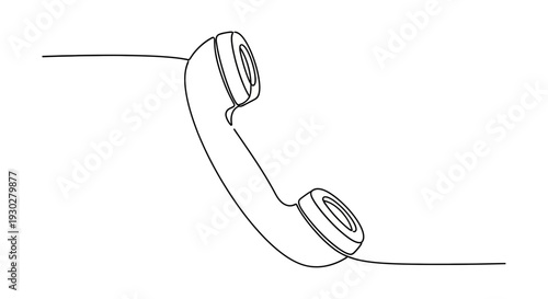Vintage telephone receiver, single line drawing, retro communication concept