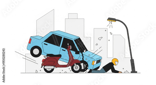 Car Accident on City Street.