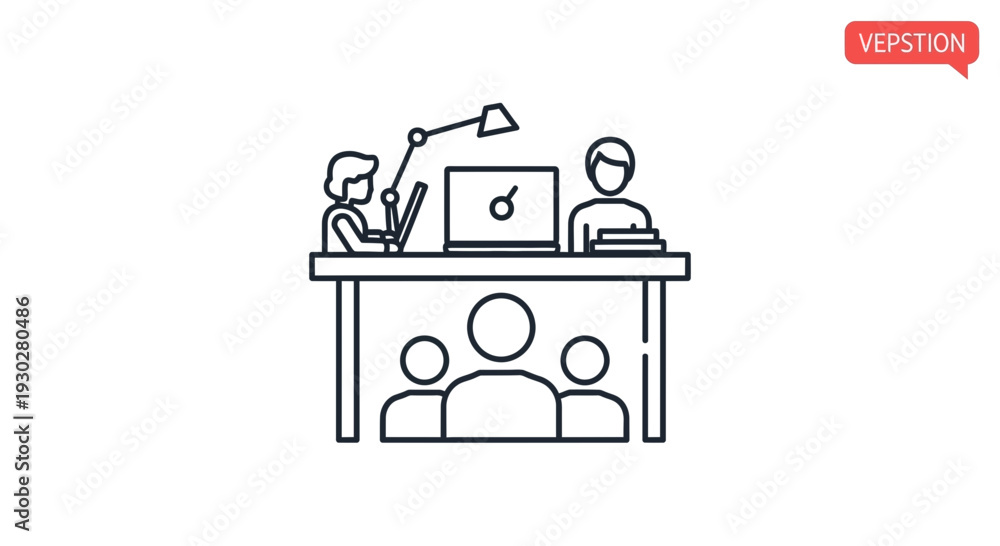 Obraz premium Teamwork and collaboration in office, people working together at desk with laptop