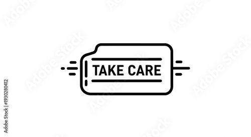 Take Care Text Icon - Health and Safety Concept