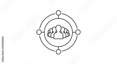 Target Audience Icon: Group of People in Crosshairs, Marketing and Strategy Concept