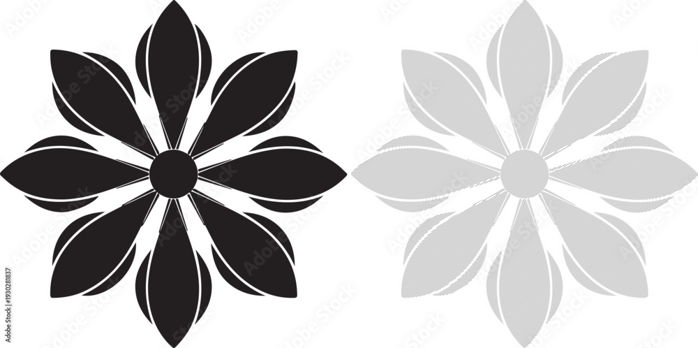 Obraz premium Vector graphic illustration of black and gray floral design elements on transparent background