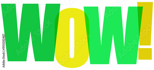 Colorful wow text graphic illustration on transparent background