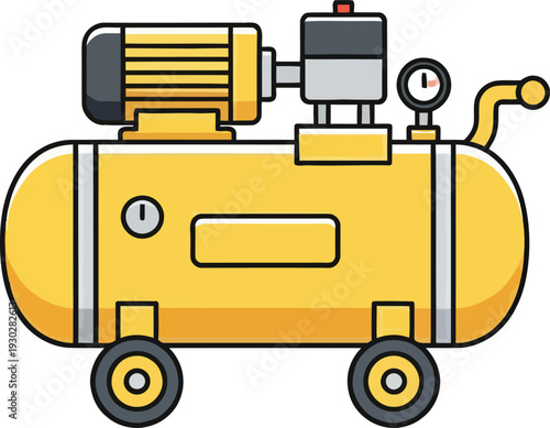 Yellow air compressor machine illustration