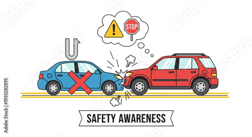 Car Accident Safety Awareness Illustration.