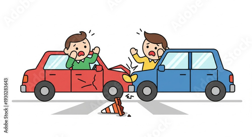 Car Accident with Shocked Drivers.