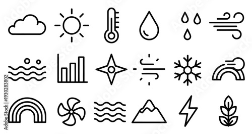 Set of 20 weather icons vector