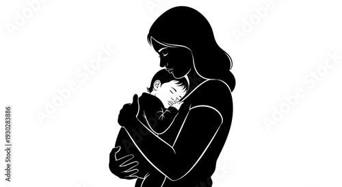 Woman Holding Newborn Baby Close.