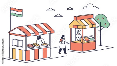 Indian Market Street Vector