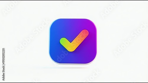 checkmark icon 3d render blue square