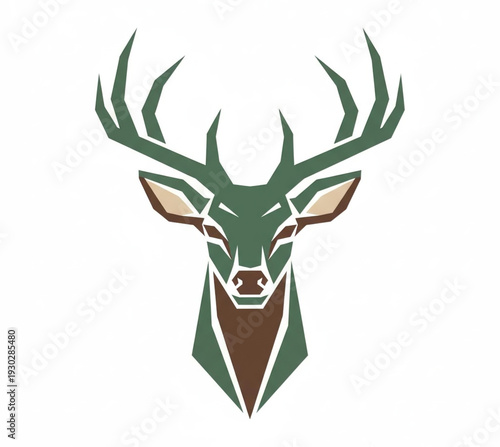 A majestic deer head with large antlers illustrated in a modern style