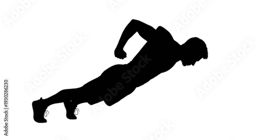 Silhouette of a person performing a plank exercise with arm extension
