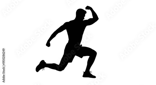 Silhouette of an athlete in mid-stride, capturing dynamic motion