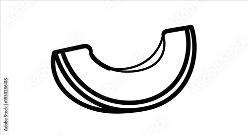 Simple black and white outline drawing of a slice of melon or fruit