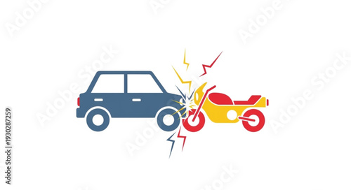 Car and Motorcycle Collision Accident.
