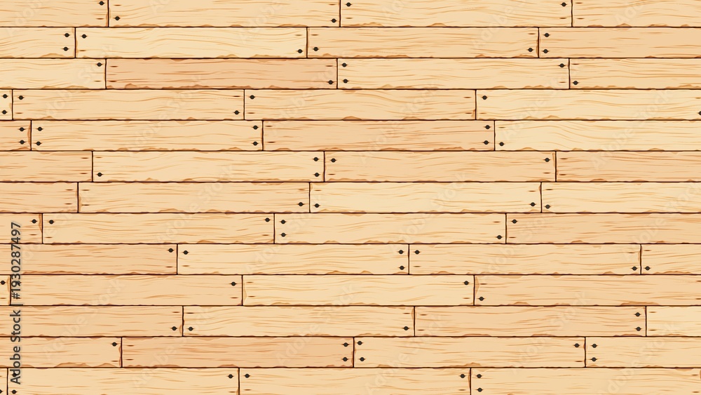 Fototapeta premium Light brown wooden planks texture with visible grain and nails for rustic interior floor or wall