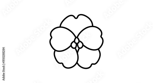 Minimalist Outline Drawing of a Pansy Flower, Simple Floral Icon
