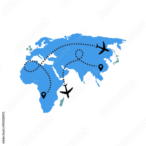 World Map Travel Illustrations Vector