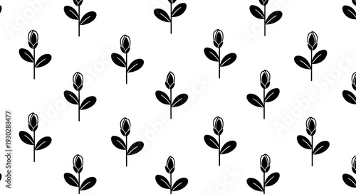 Black flower buds with leaves pattern.