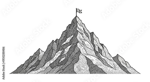 Mountain Peak Summit Flag - Success, Achievement, Goal, Victory, Adventure, Exploration, Top, High