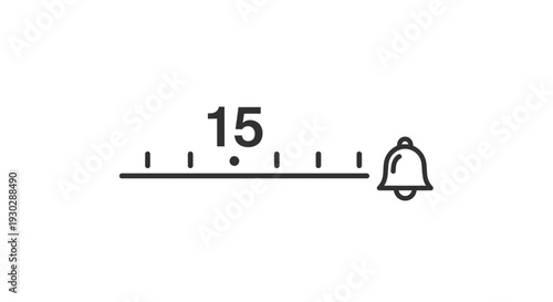 Notification Bell Icon with Timer Slider and Number 15