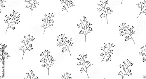 Black and white tree branch drawings.