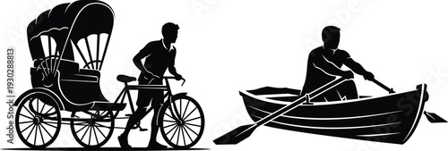 Vintage transportation silhouettes