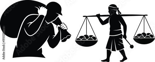 Justice and vendor silhouettes