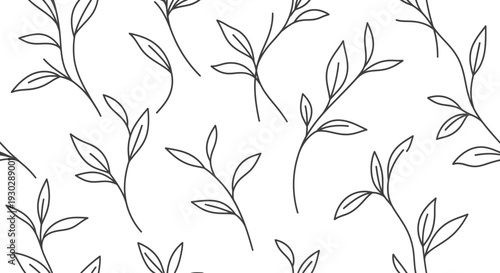 Minimalist leafy branch line art design.