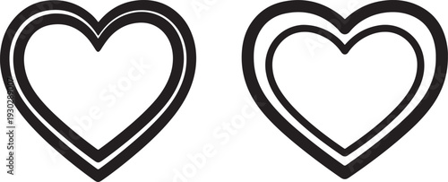 Heart Outline Icons Minimal Line Vector for Love and UI Design Use