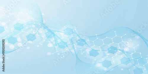 Artistic abstract blue background with bubbles and swirling water waves creates a decorative winter ice texture for a light vector illustration banner backdrop