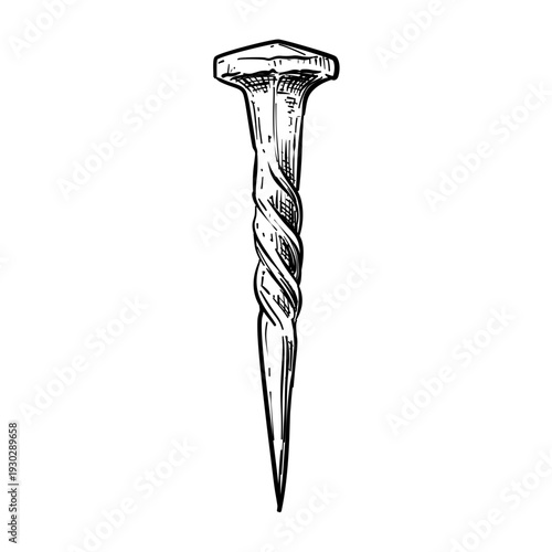 square twist nails vector line art hand drawn illustration