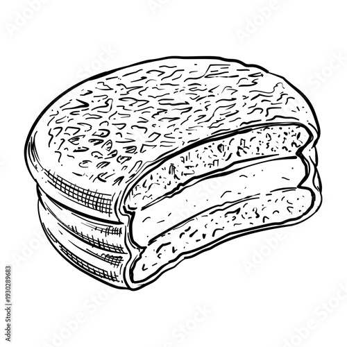 choco pie vector line art hand drawn illustration