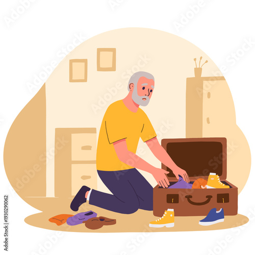 Elderly man looking anxious. Senior man feeling worried. Elderly man showing concern. Anxious senior man indoors. Elderly set