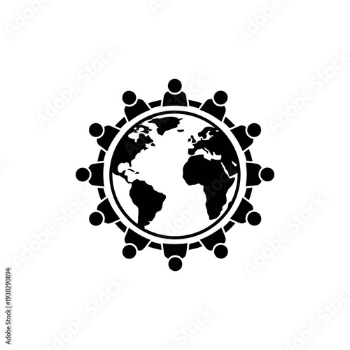 Silhouette of People Holding Hands Around Globe Symbolizing Unity