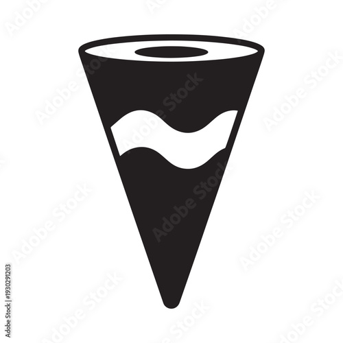 Black and white illustration of a geological formation or sediment layers