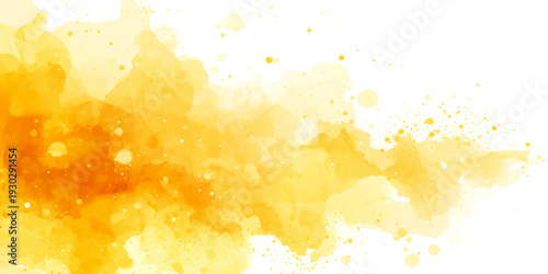 Bright abstract background featuring orange textures and yellow flower patterns with golden paint splashes, creating a shining summer bokeh design for a festive holiday wallpaper
