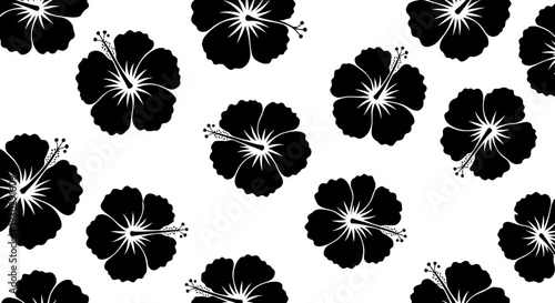 Black and white hibiscus flower pattern.