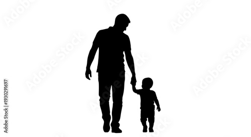 Silhouette of man and little child.