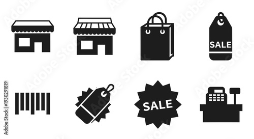 Modern retail and shopping icons for business and sales promotions
