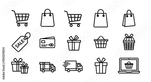 E-commerce icons for business and online shopping solutions