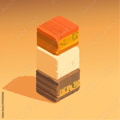 Stack of three colorful books with textured covers.