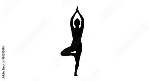 Woman in Yoga Tree Pose Silhouette.