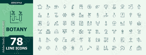 Botany linear icon set. Eco icon collection. Includes symbols for chemistry, eco, garden, tree, ecology, geo, biology and more. Editable vector.