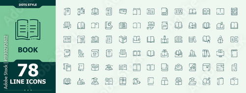 Book icon set. Collection for mobile and web apps. Vector illustration. Education icon set. Includes thin line symbols education, notedictionary, publishing, library and more.